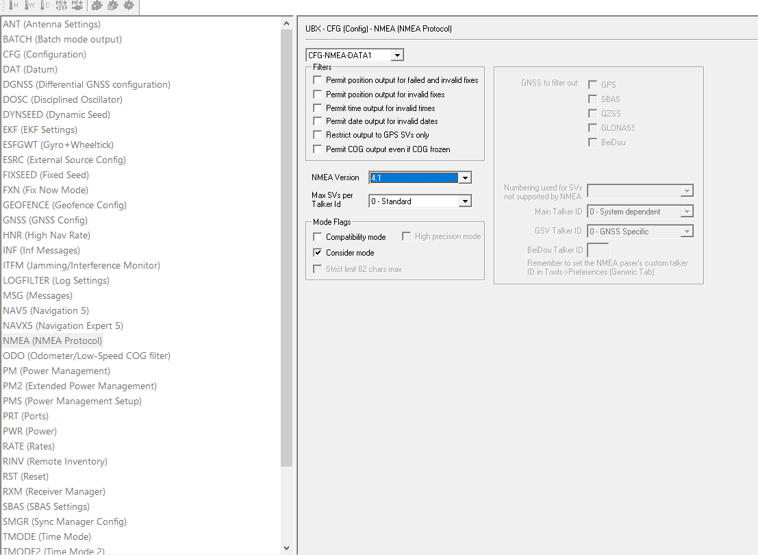 u-center NMEA protocol version 4.10
