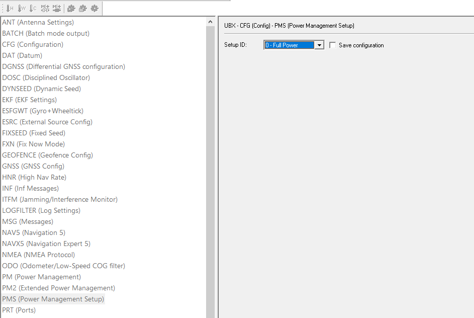 u-center PMS full power mode